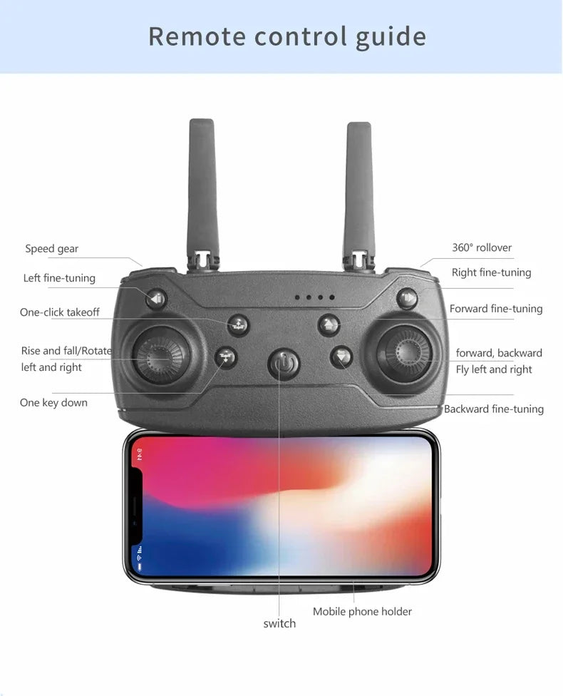 Drone RC E99Pro 4K avec caméra HD grand angle 2024 P, hélicoptère pliable, WIFI FPV, jouet cadeau recommandé, 1080