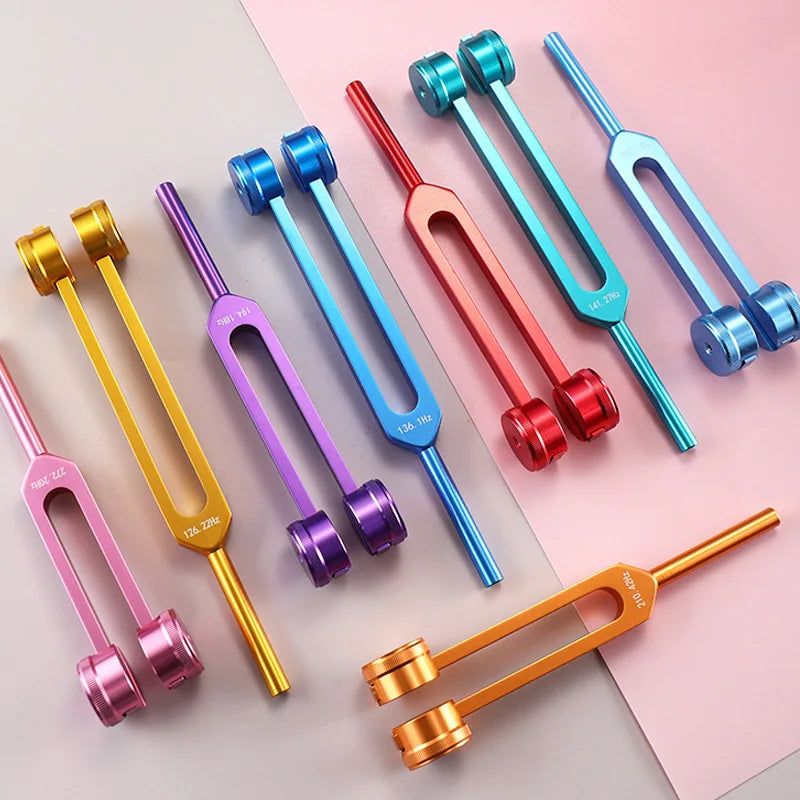 Ensembles de diapasons Chakras colorés, diapason de guérison, fourchettes de méditation en alliage d'aluminium, Instruments de Percussion portables