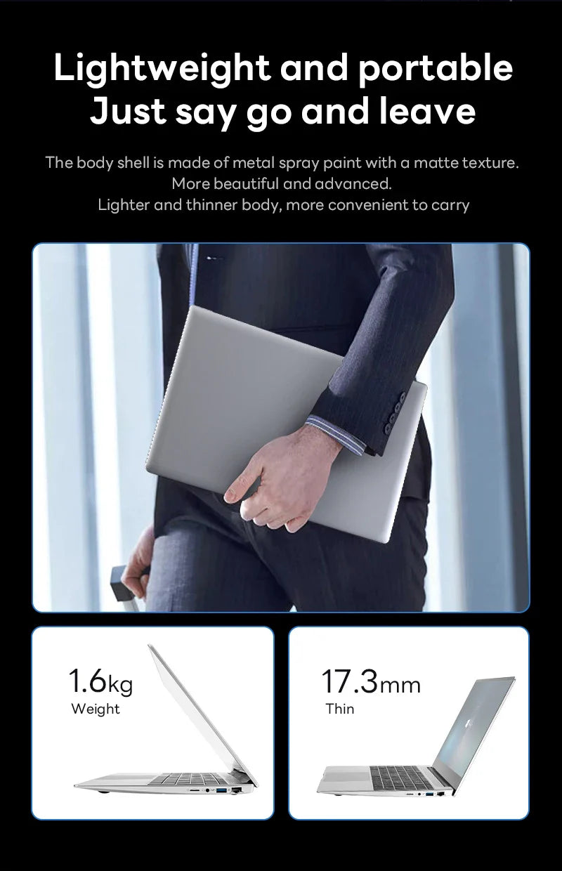 BYONE 15.6 Inch IPS Screen Laptop 8GB RAM Intel 11th N5095 Netbook Windows 11 Pro Gaming Office Notebook Business Pc Portable