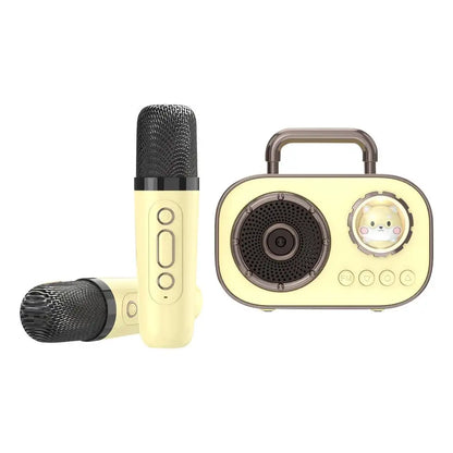 Kids Karaoke Machine Mini Wireless Karaoke Machine With Microphone Long Battery Life Rechargeable Audio Supplies With Dual Mic
