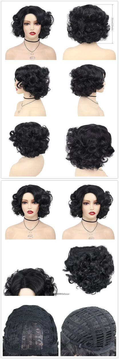 Synthetic Hair Pink Short Curly Wig for Women Big Wavy 80s Cosplay Wigs Halloween Costume Harajuku Anime Wig Natural Looking