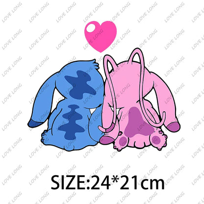 Stitch Love Cartoon Stickers  Iron-on Transfers for Clothing Firm and Fadeless  Stickers Easy to Use DIY Decoration