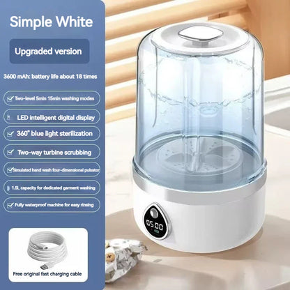 Mini Washing Machine Portable Rechargeable Fully Automatic Washing Machine for Underwear, Socks, and Small Laundry