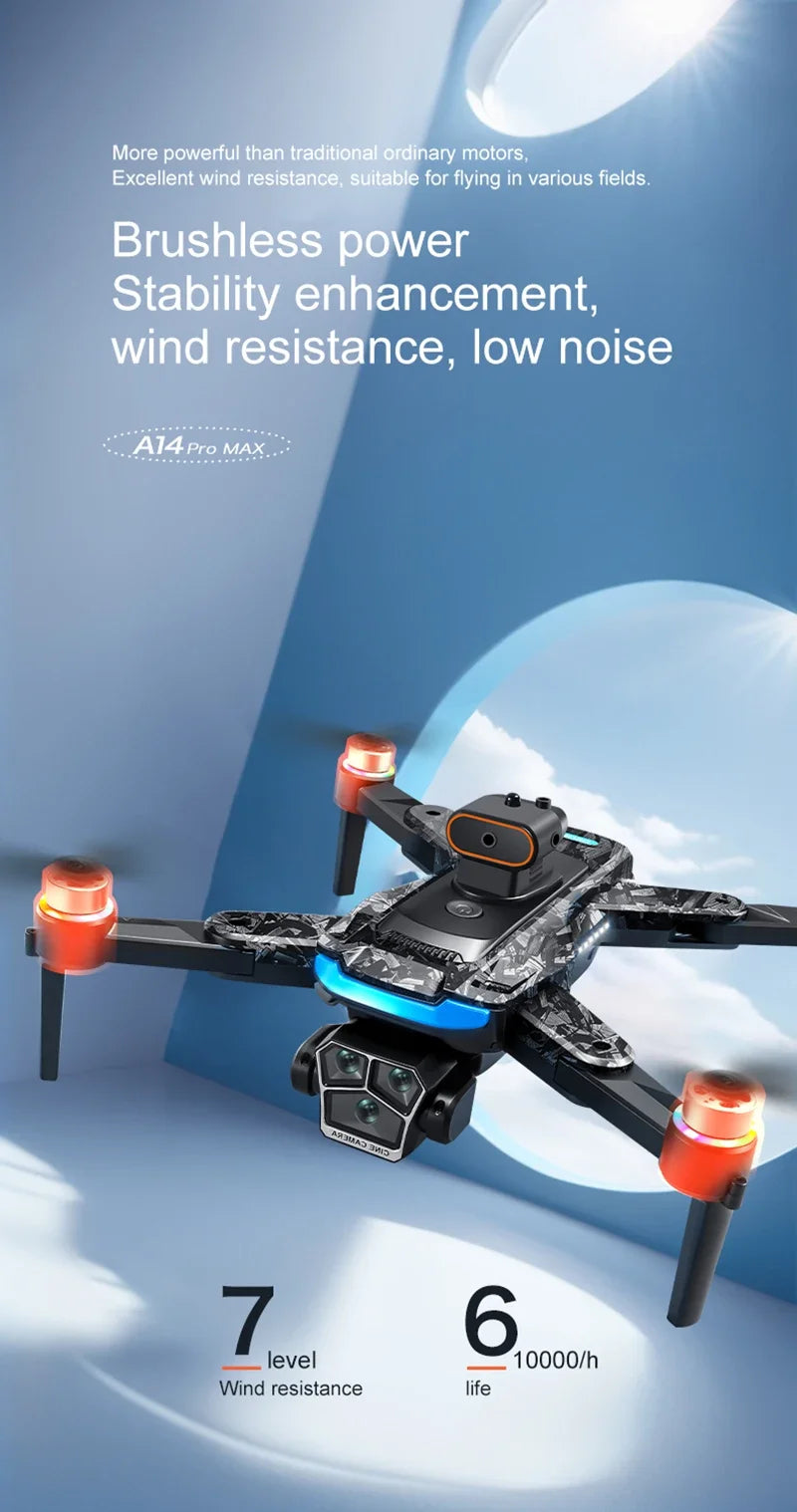 Xiaomi A14 pro Max Drone 8k HD double caméra GPS sans brosse flux optique évitement d'obstacles 4.5 pouces grand écran Uav Rc 20000m nouveau