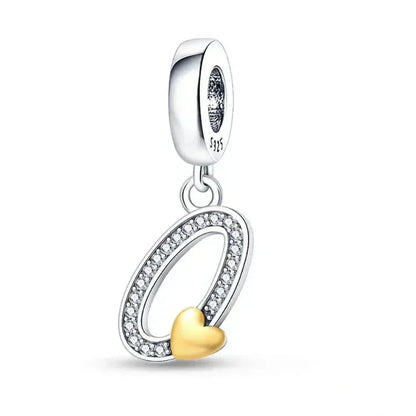 925 Sterling Silver Initial Charm with CZ Sparkle