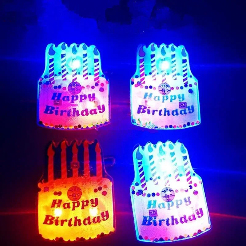 25pcs Party Love LED Flashing Brooch Pin Cartoon Light up Glow Badge Gift Cosplay Navidad Wedding Festival Halloween Christmas