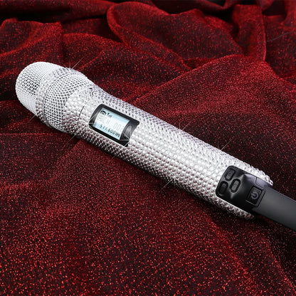 Microphone karaoké sans fil SKM9000, personnalisé incrusté de diamants, pour flux en direct, karaoké, scène brillante, essentiel