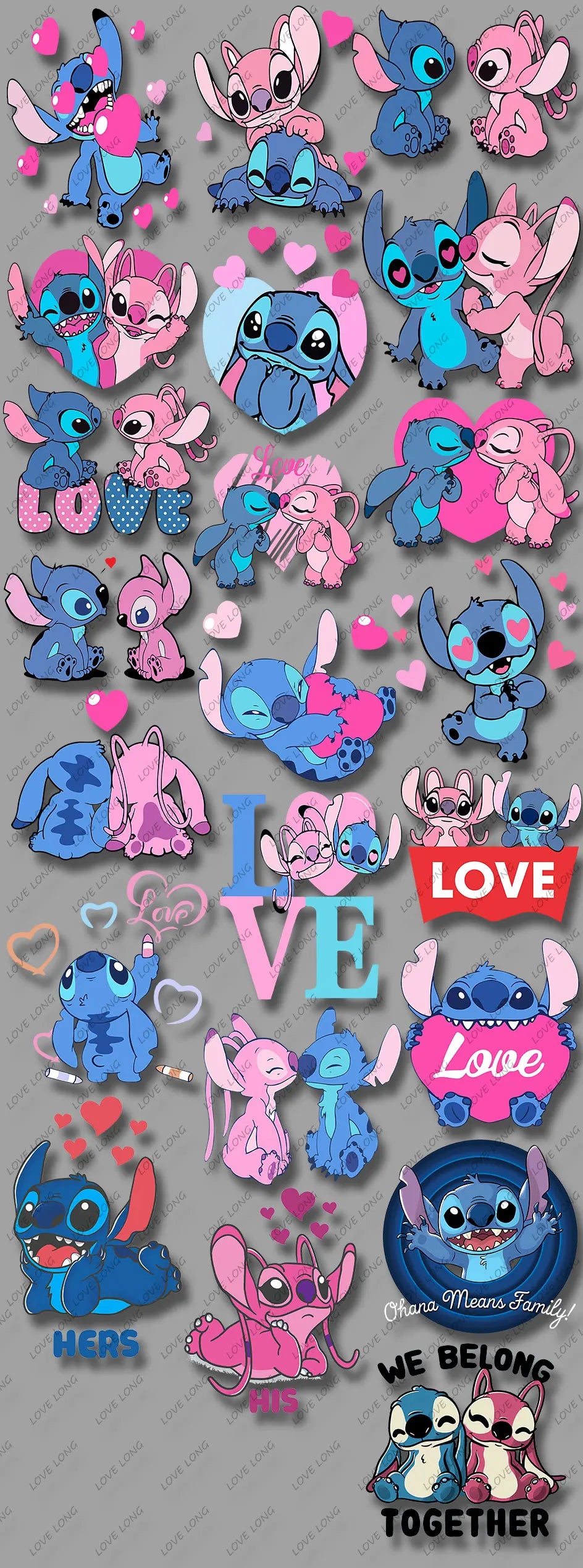 Stitch Love Cartoon Stickers  Iron-on Transfers for Clothing Firm and Fadeless  Stickers Easy to Use DIY Decoration