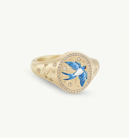 Fashionable and popular stainless steel painted ring, for Valentine's Day, Lion, Mermaid, Love, gold plated, women's jewelry, тильц®