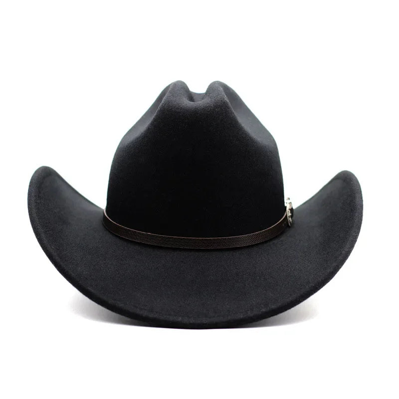 Chapeau de cowboy occidental vintage pour hommes, casquette de jazz de cowgirl avec cloche en cuir à large bord, chapeaux de Sombrero d'église pour homme