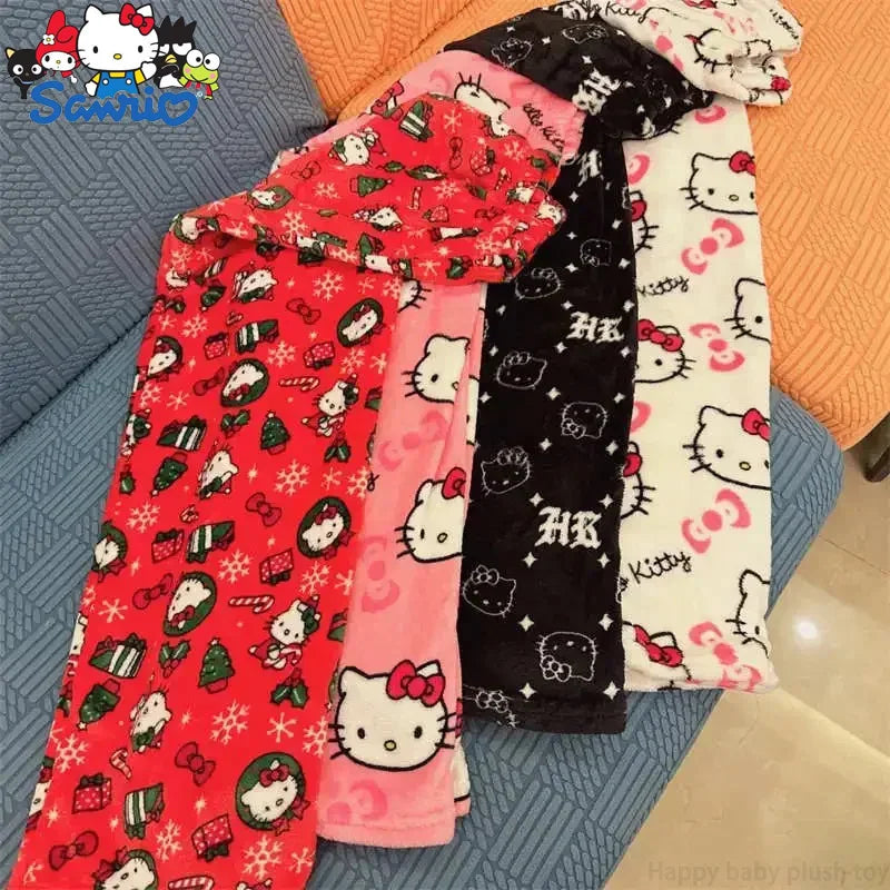 Sanrio Hello Kitty Pajamas Christmas Hello Kitty Flannel Pants Winter Warmth Pajamas Home Pants In Autumn Winter Fashion Trous