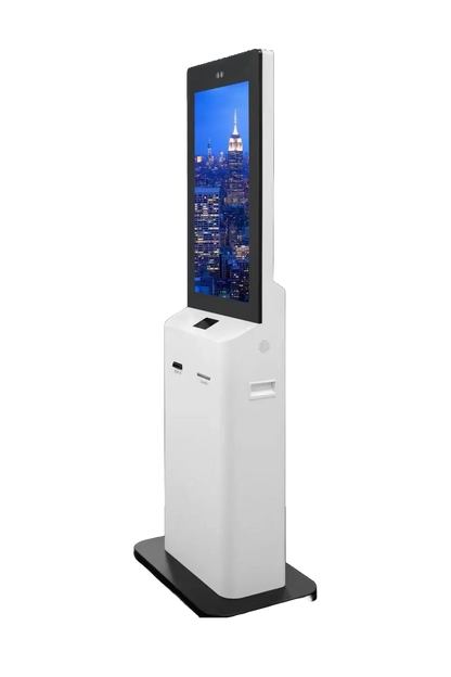 Self-service terminal payment kiosk Personalized check-in in interactive kiosk touch visitor management self-service