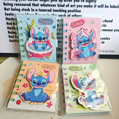 Nouveau carnet Stitch mignon dessin animé anime fournitures scolaires journal portable fournitures de bureau à la mode carnet à spirale cadeau de vacances pour enfants