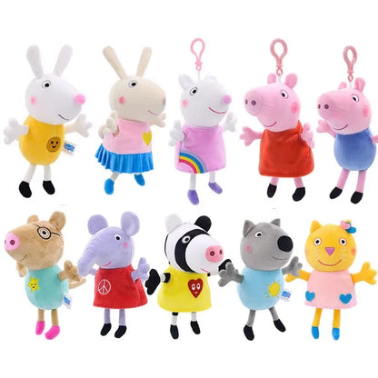 Peluches Peppa Pig et George authentiques de 19 cm, porte-clés de haute qualité, pendentif poupée animal de dessin animé, cadeaux d'anniversaire pour enfants