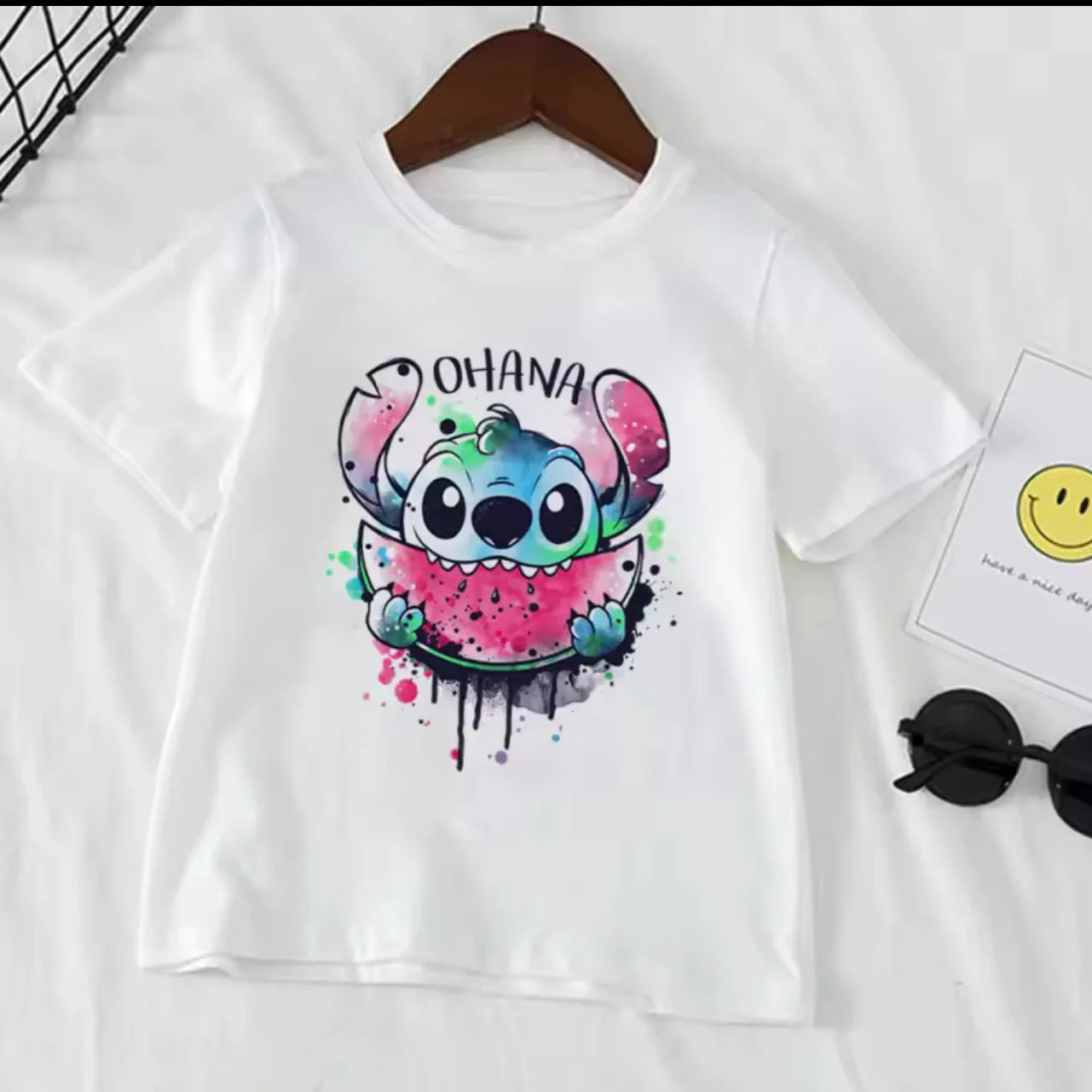 Stitch Stitch Series Peripheral Cartoon Pattern Printed Children's Clothing Summer Edition Boys and Girls Round Neck T-shirt