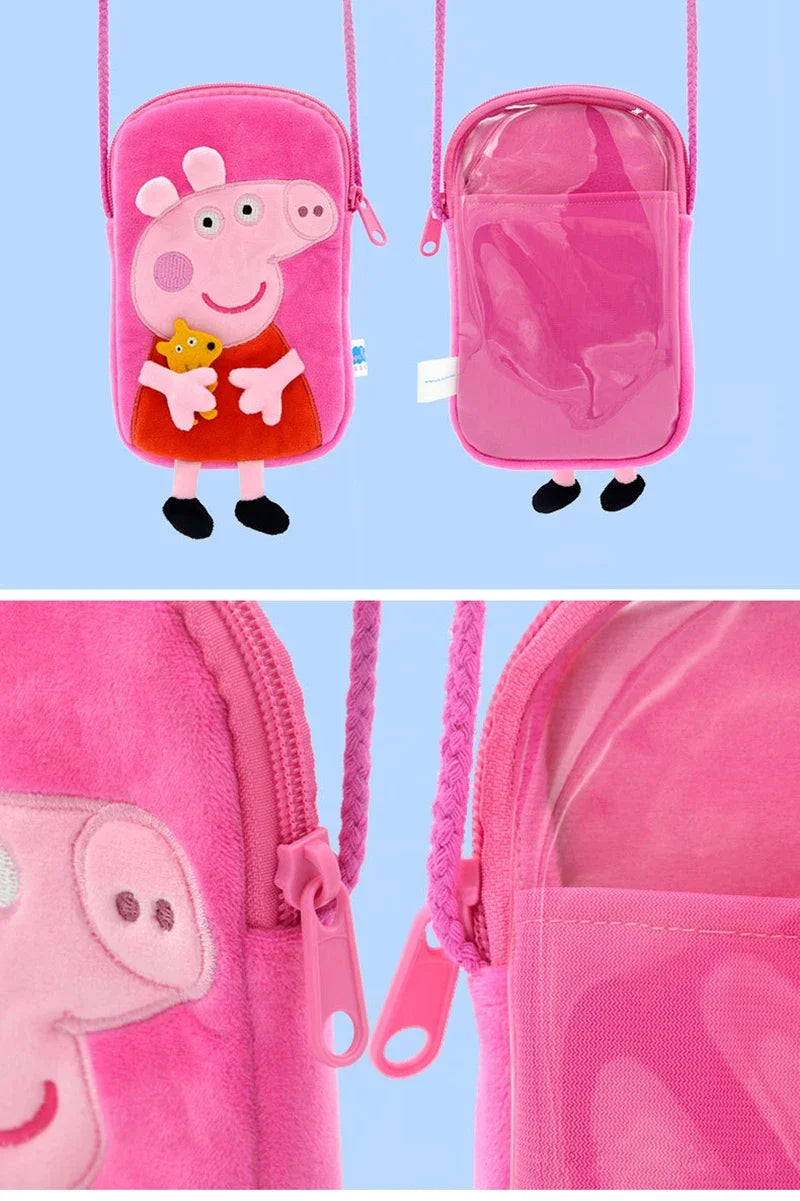 Peppa Pig Crossbody Bag Stereoscopic Doll Backpack Anime Knapsack Plush Coin Purse Toys George Round Pocketbook Children's Gifts