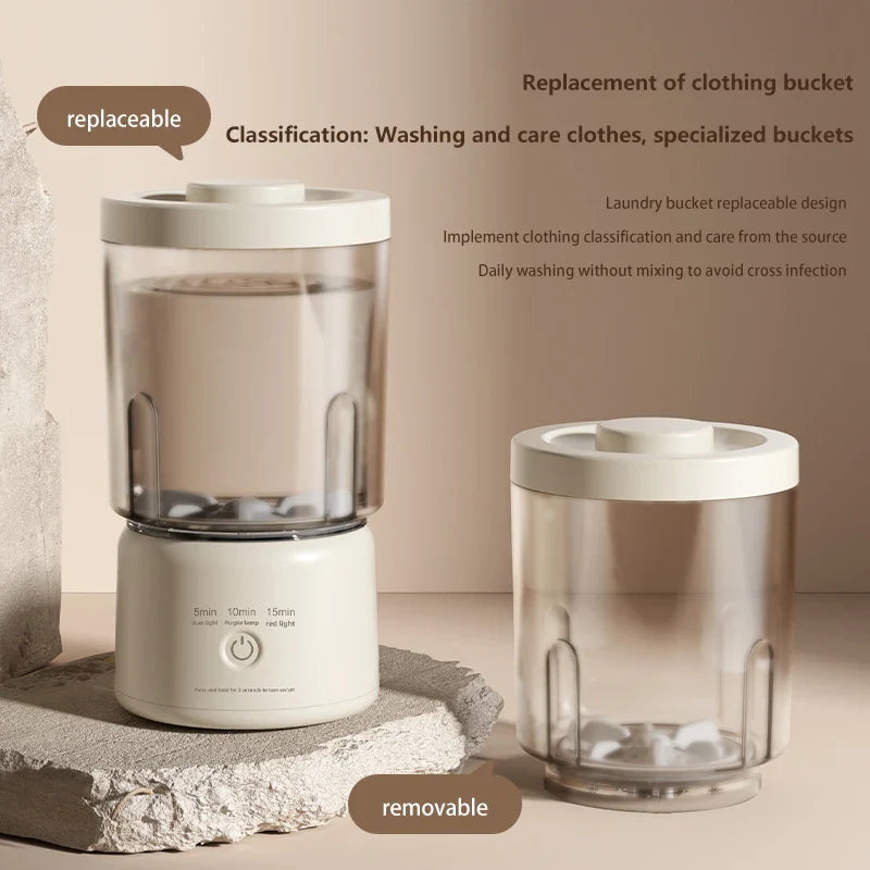 Mini Washer Underwear&Socks Makeup Brush Cleaner Washer Rechargeable Wireless Portable for Travel/Home/Dormit