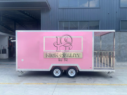 Remorque rose à vendre, nouveau camion de restauration, chariot mobile de restauration rapide, cuisine extérieure, remorque à glace et à pizza, norme américaine