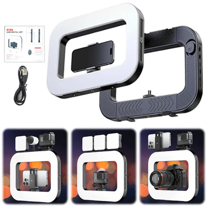LED Phone Light Light Cell Phone Handheld Stabilizer W/ Ring Light for Camera Smartphone YouTube