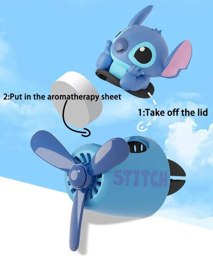 Stitch Car Air Freshener Cute Stitch Pilot Propeller Outlet Aromatherapy Car Interior Vent Fresheners Perfume Decor Gifts