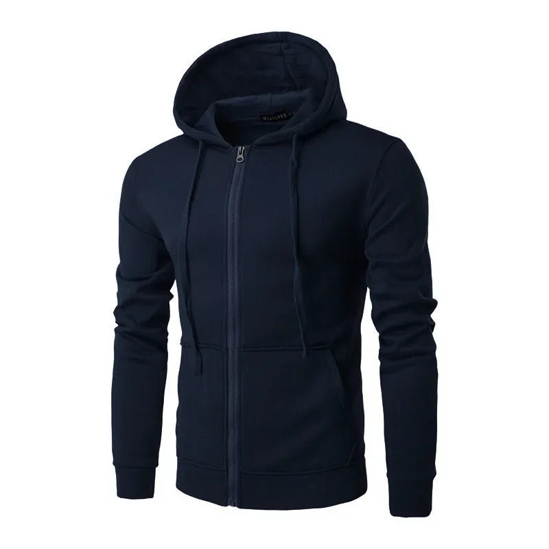 Popular autumn  men's sportswear long sleeved  jacket hooded sweatshirt zipper  closure hooded sweatshirt men's clothing