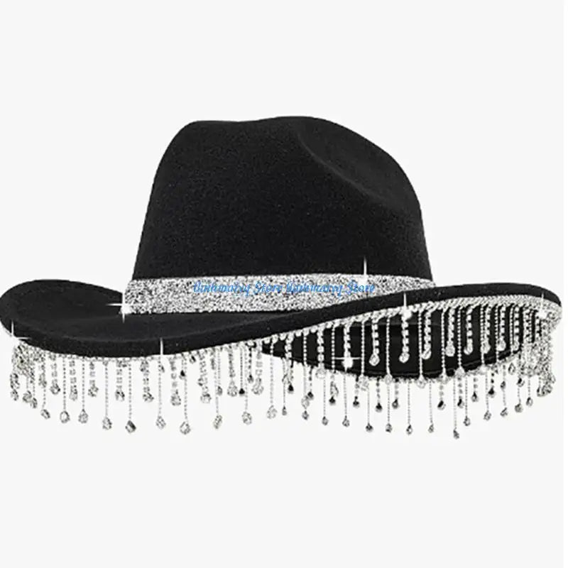 Casquette Cowboy avec pompons en chapeau Cowgirl occidental pour femmes filles, accessoires Photo, 573B