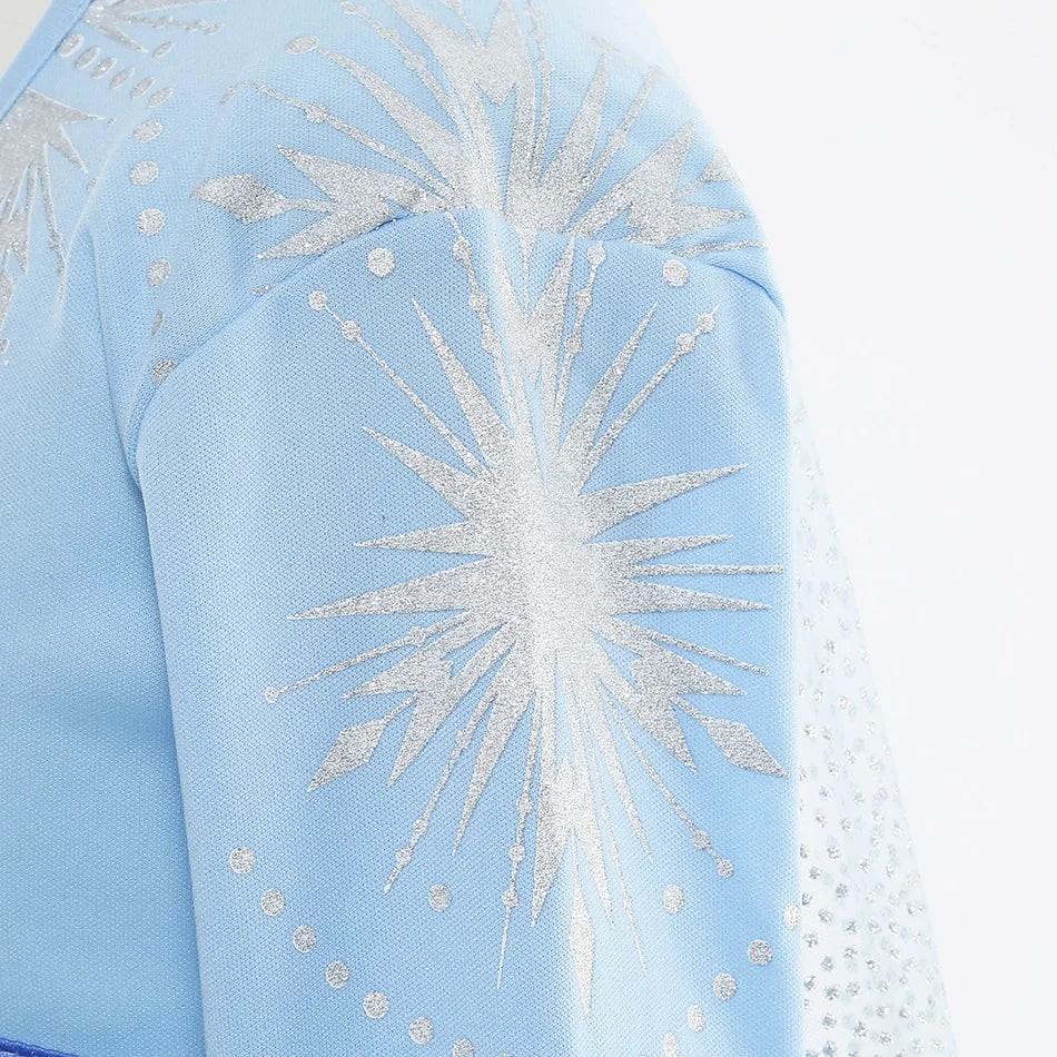 Déguisement Elsa pour Fille, Fête d'Anniversaire, Robe de Princesse Bleue à Manches Longues, Vêtement de Carnaval pour Enfants
