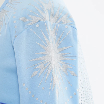 Déguisement Elsa pour Fille, Fête d'Anniversaire, Robe de Princesse Bleue à Manches Longues, Vêtement de Carnaval pour Enfants