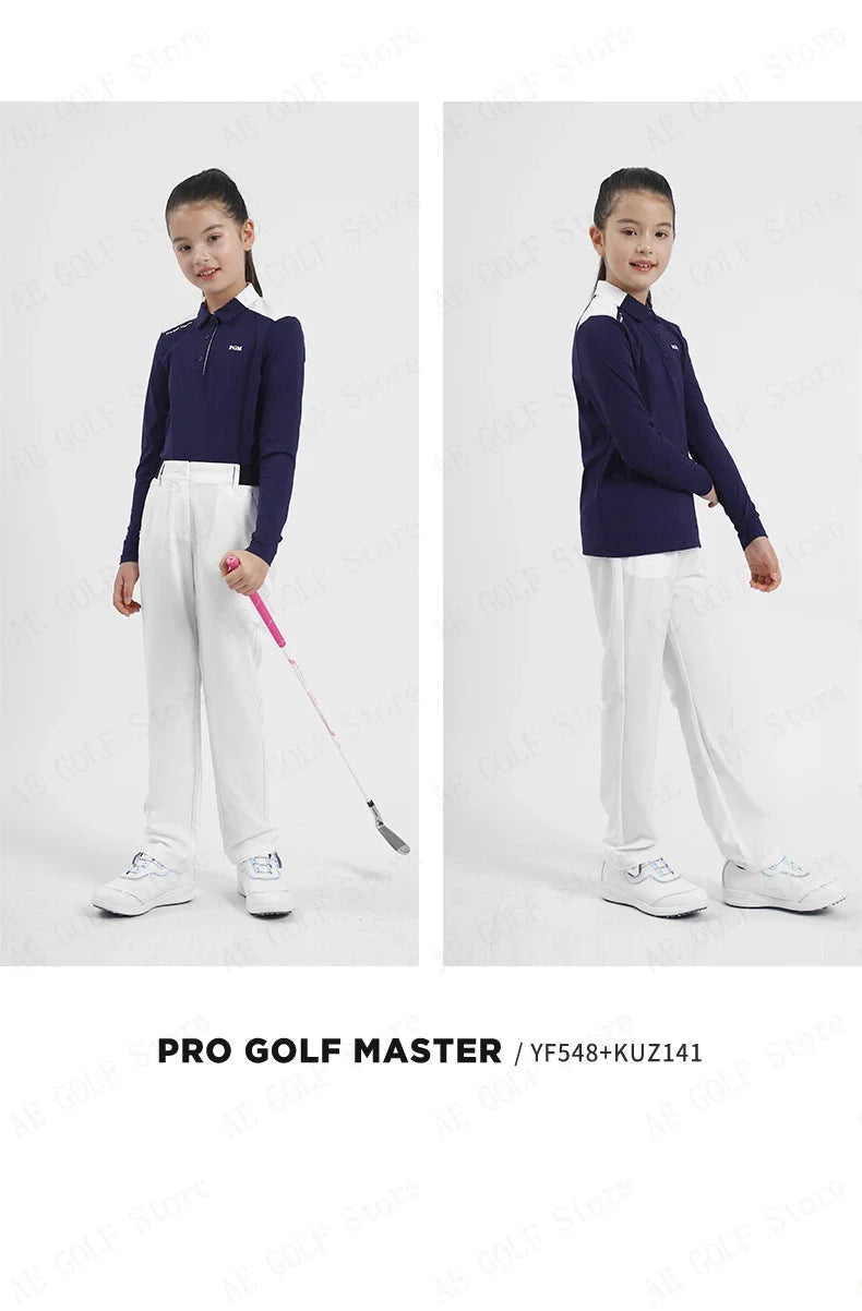 PGM Girls Golf T-shirts à manches longues Vêtements de golf pour enfants Tissu de sport confortable et doux pour la peau Vêtements pour enfants YF548