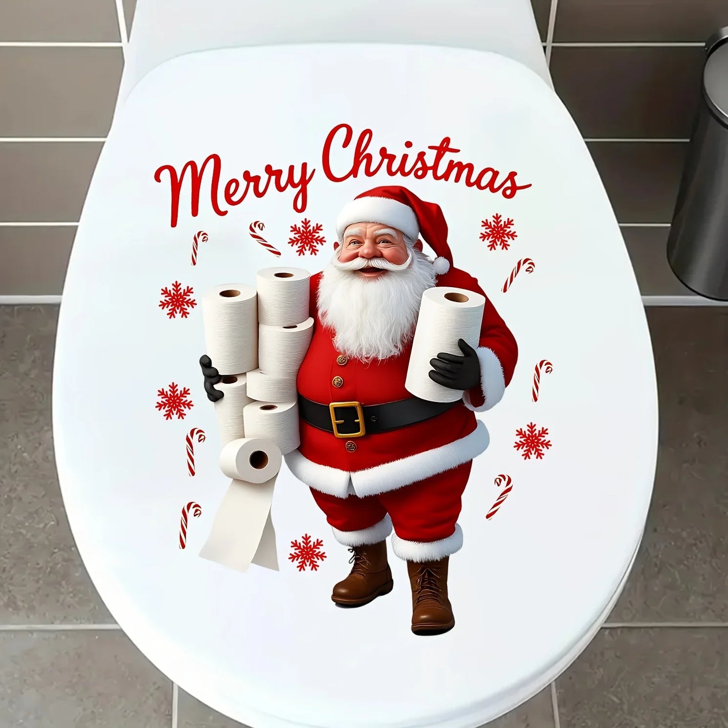 1 feuilles joyeux noël Santa toilette autocollants amovibles PVC pour la décoration intérieure toilette décalcomanie Navidad Natal nouvel an décors cadeau 2026