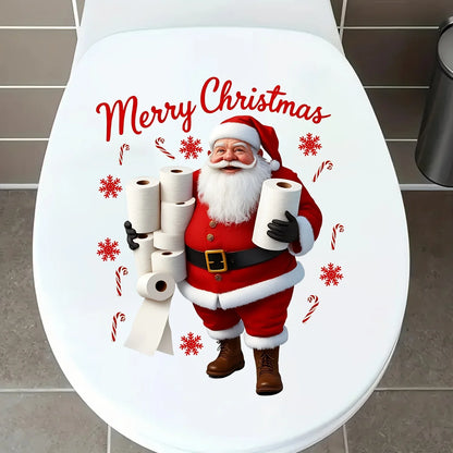 1 feuilles joyeux noël Santa toilette autocollants amovibles PVC pour la décoration intérieure toilette décalcomanie Navidad Natal nouvel an décors cadeau 2026