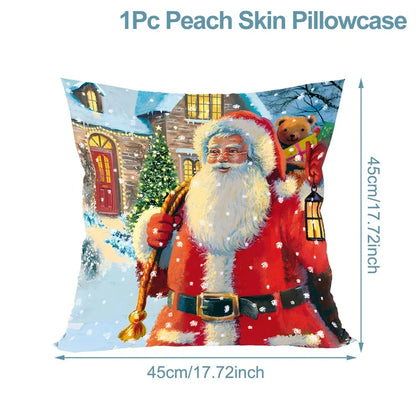 Housse de coussin de noël, père noël, décor de joyeux noël pour la maison, ornements de noël 2025, cadeaux de noël, nouvel an 2026