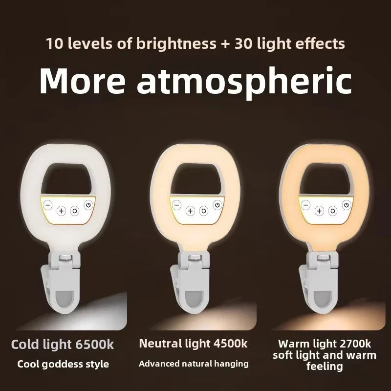 Lumière de remplissage pour téléphone Portable W60, lumière de beauté pour Selfie Portable, lampe de poche Rgb pour atmosphère de type anneau de charge