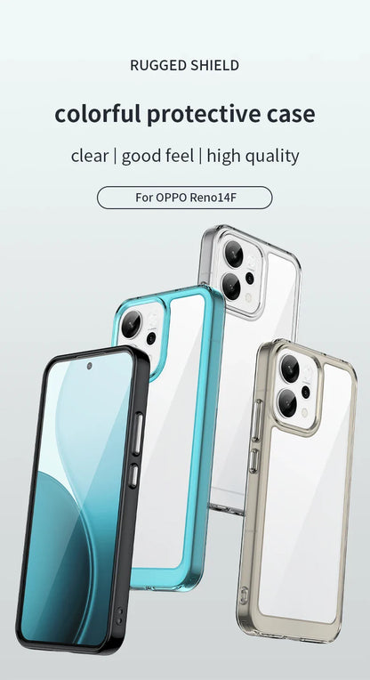 For OPPO Reno14 F Case Reno 14 F Cover Fundas Coque Hard Translucent Soft Frame Shockproof Clear Back Case OPPO Reno 14F