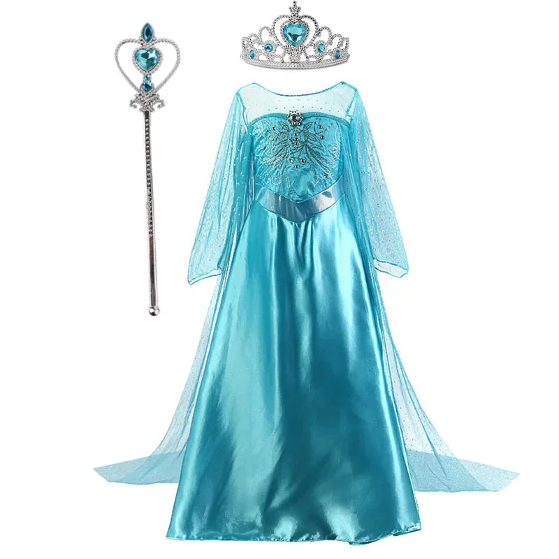 Robe Elsa pour filles de 3 à 10 ans, robe de princesse Elsa pour anniversaire, carnaval, Pâques, Halloween, fête, cosplay, costume pour filles