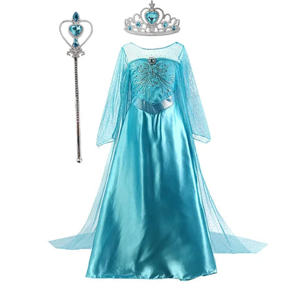 Robe Elsa pour filles de 3 à 10 ans, robe de princesse Elsa pour anniversaire, carnaval, Pâques, Halloween, fête, cosplay, costume pour filles