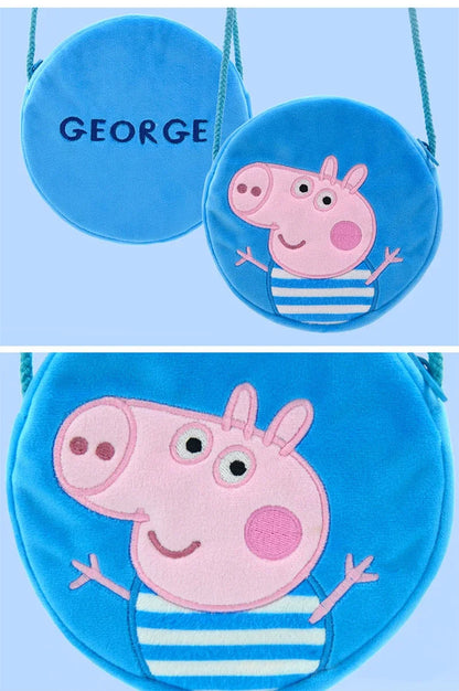 Peppa Pig Crossbody Bag Stereoscopic Doll Backpack Anime Knapsack Plush Coin Purse Toys George Round Pocketbook Children's Gifts