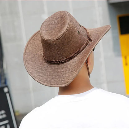 Spring Autumn Wide Brim Solid Color Men Jazz Hat Unisex Sun Protection Outdoor Women Top Hat Cowboy Cap