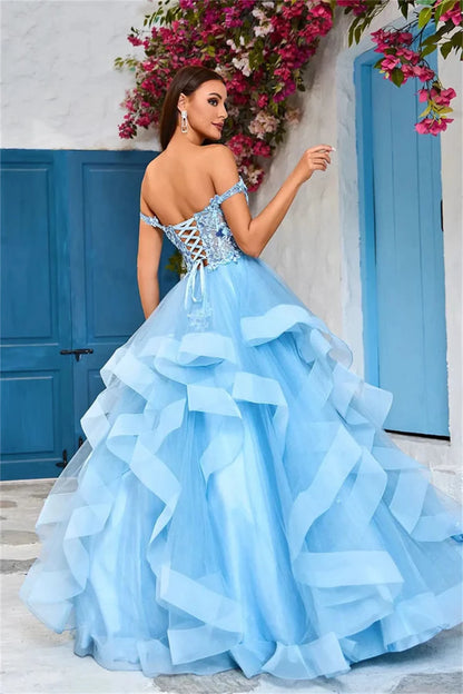 JEHETH Appliques Prom Party Cocktail Dresses Elegant Women's Long Evening Gowns Birthday Ball Gowns Feminine Robes Layered