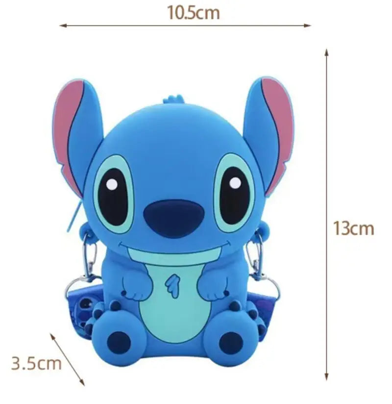 Cute Stitch & Angel Styling Silicone Coin Purse Cartoon Blue Pink Mini Wallet Crossbody Bag For Boys Girls Kawaii Accessories
