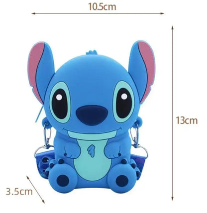 Cute Stitch & Angel Styling Silicone Coin Purse Cartoon Blue Pink Mini Wallet Crossbody Bag For Boys Girls Kawaii Accessories