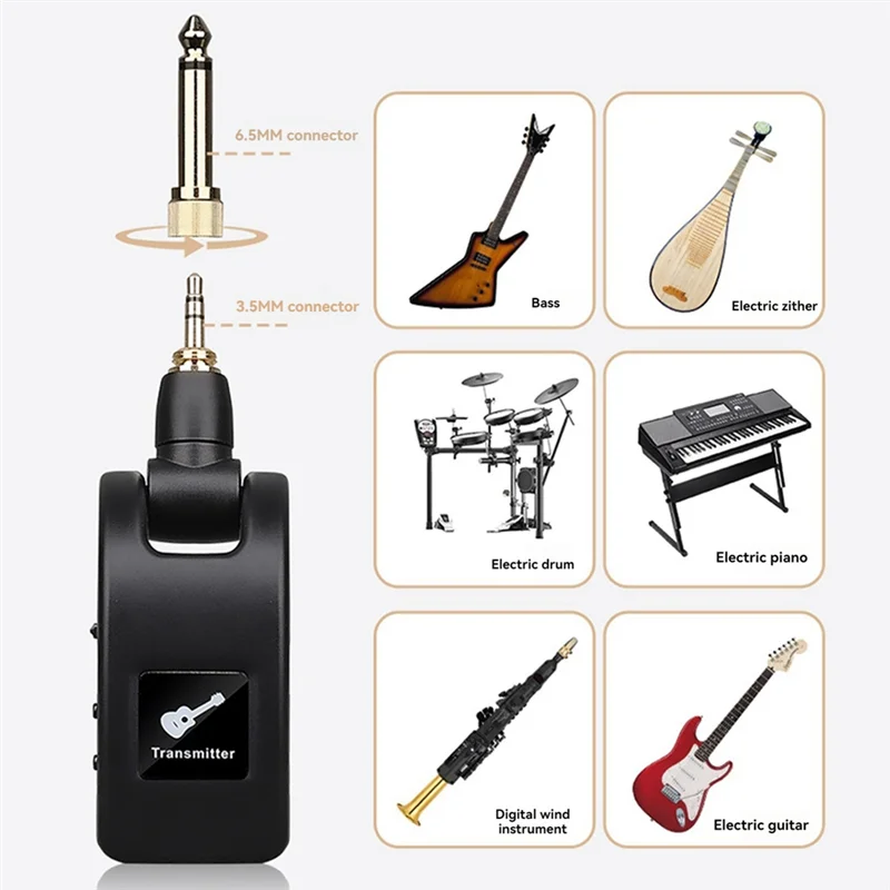 FULL-Wireless Guitar System Audio Digital Guitar Transmitter Receiver Built-In Rechargeable Battery For Electric Guitar Bass