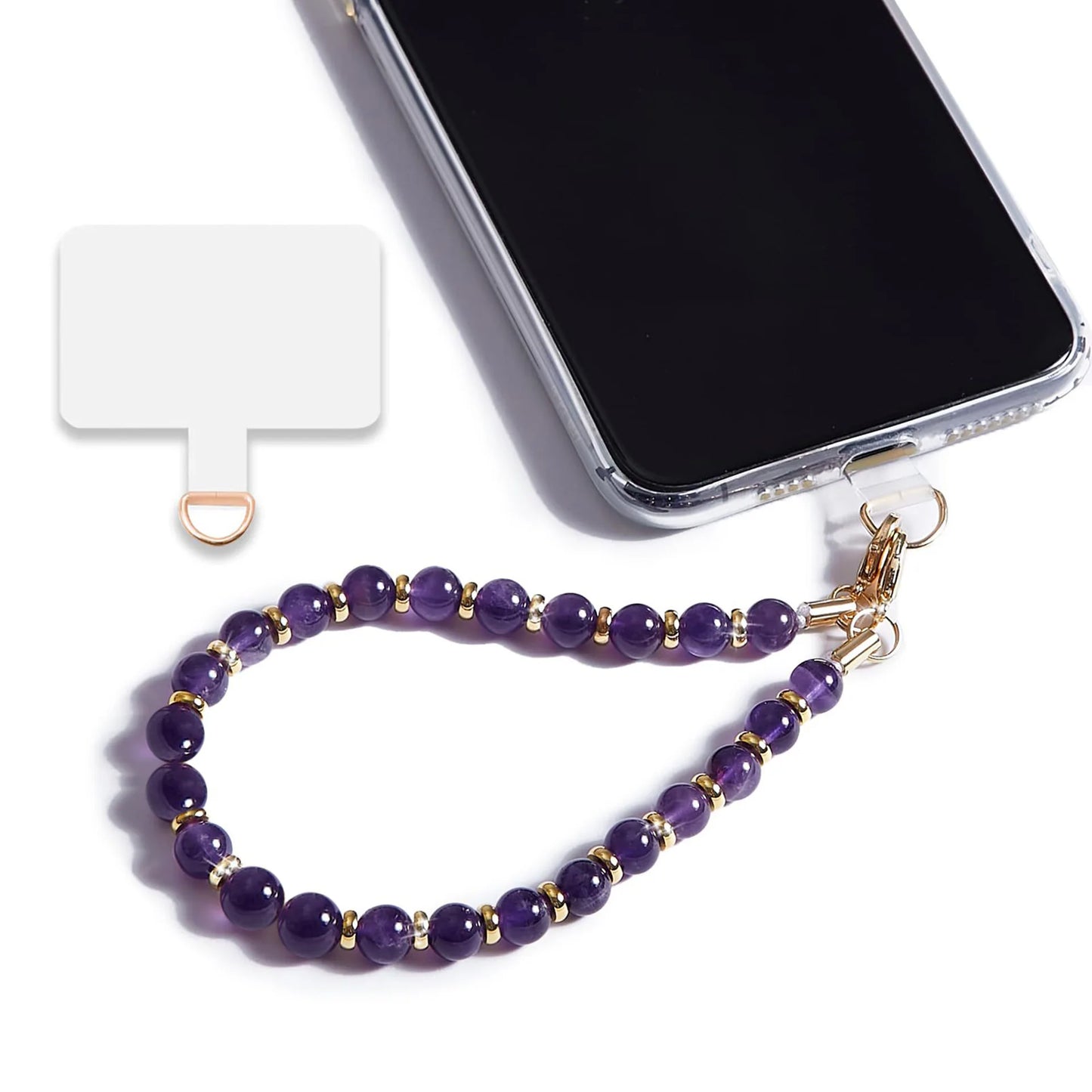 Marble Beaded Phone Wrist Strap, Detachable Cellphone Lanyard with Tether Tab, Hands-Free Wristlet Bracelet, Grip for Women