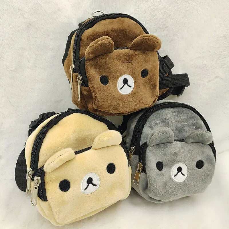 Sac à dos durable pour chien de compagnie, sac à dos auto-transporté pour chiot, laisse réglable, harnais portable de dessin animé, sac de collation en plein air pour chien en peluche