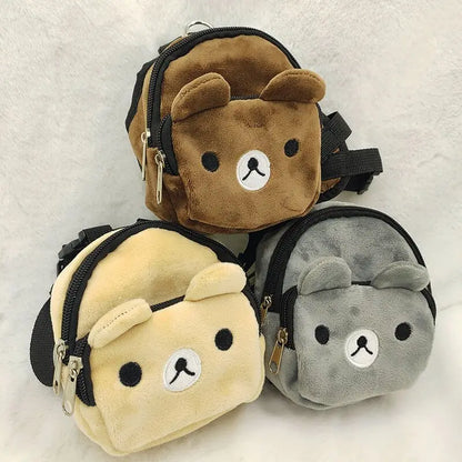 Sac à dos durable pour chien de compagnie, sac à dos auto-transporté pour chiot, laisse réglable, harnais portable de dessin animé, sac de collation en plein air pour chien en peluche