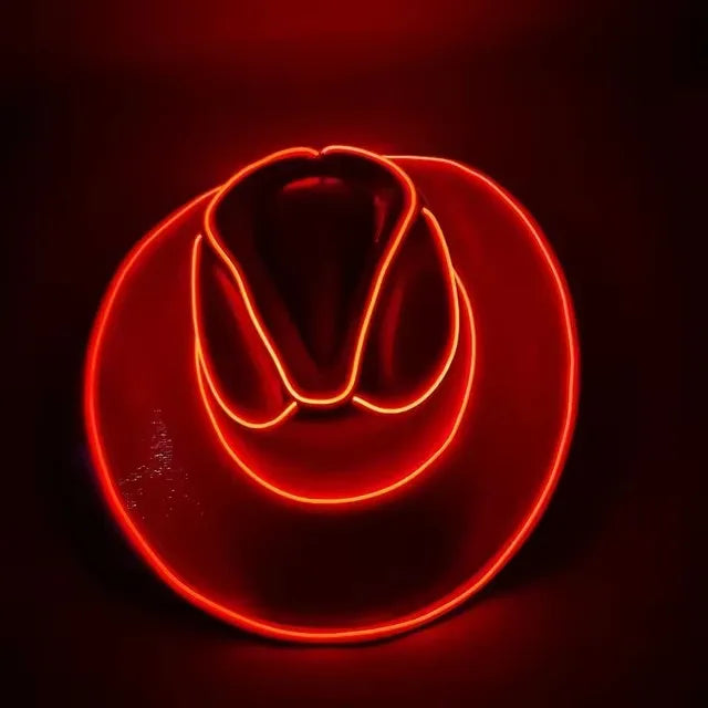 Lights Cowboy Cowgirl Hat with LED Light Up Cap Luminous Western Cowboy Hat Pearlescent Cowgirl Hat for Dancing Party Dress Up