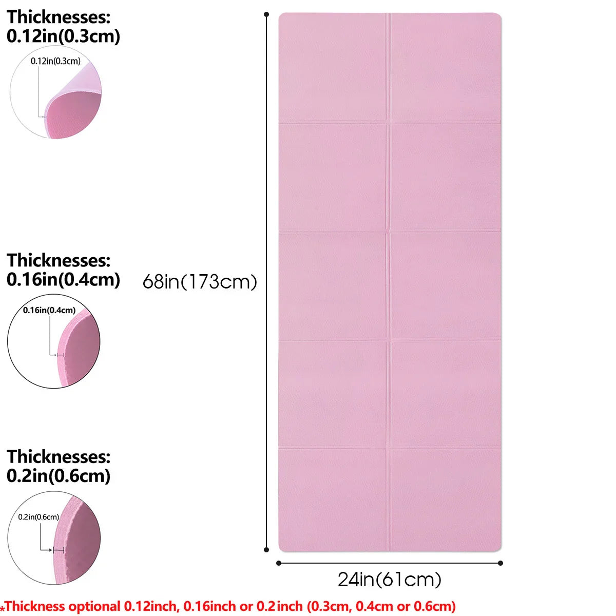 Tapis de Yoga Pilates Fitness 3/4/6mm d'Épaisseur Antidérapant Coussin de Yoga Tapis de Fitness de Voyage pour Femmes Entraînement au Sol à Domicile