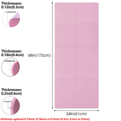 Tapis de Yoga Pilates Fitness 3/4/6mm d'Épaisseur Antidérapant Coussin de Yoga Tapis de Fitness de Voyage pour Femmes Entraînement au Sol à Domicile