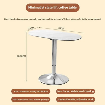 Nordic Wooden Lift Rotating Table, Bedside Table, Solid Rolling Computer Table, Carbon Steel Legs, Tea Table