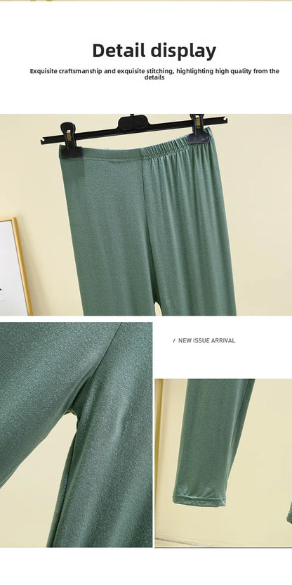 Leggings ajustés taille haute en modal, fins et élastiques, pour le printemps et l'automne, sous-vêtements, vêtements d'intérieur, pantalons longs grande taille